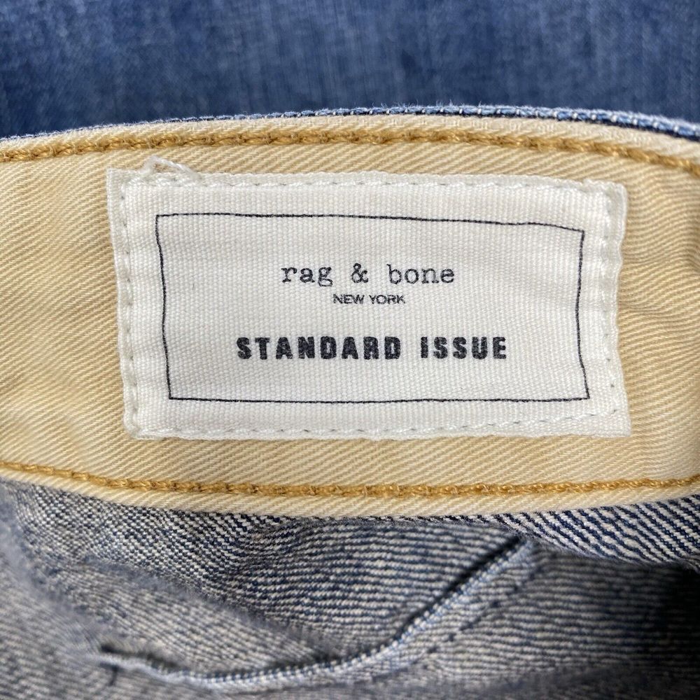 Rag & Bone Men's 31 Standard Issue Worn Blue Denim Button Fly Straight Leg Jeans - Picture 6 of 7